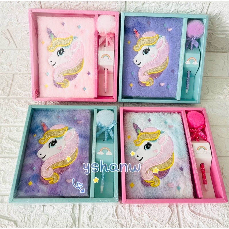 A5 Unicorn Fur Line Notebook With Pen set | Shopee Philippines