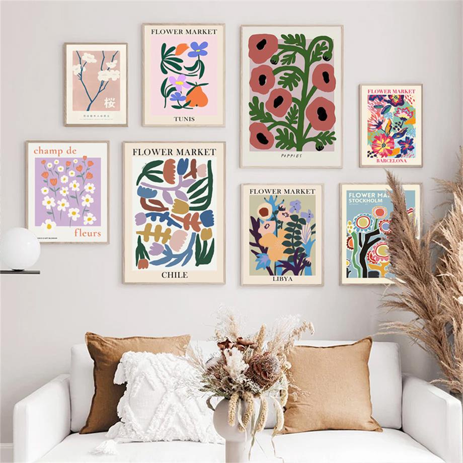 Image showcasing Abstract Colorful Flower Matisse Japan Wall Art Canvas Painting Nordic ...
