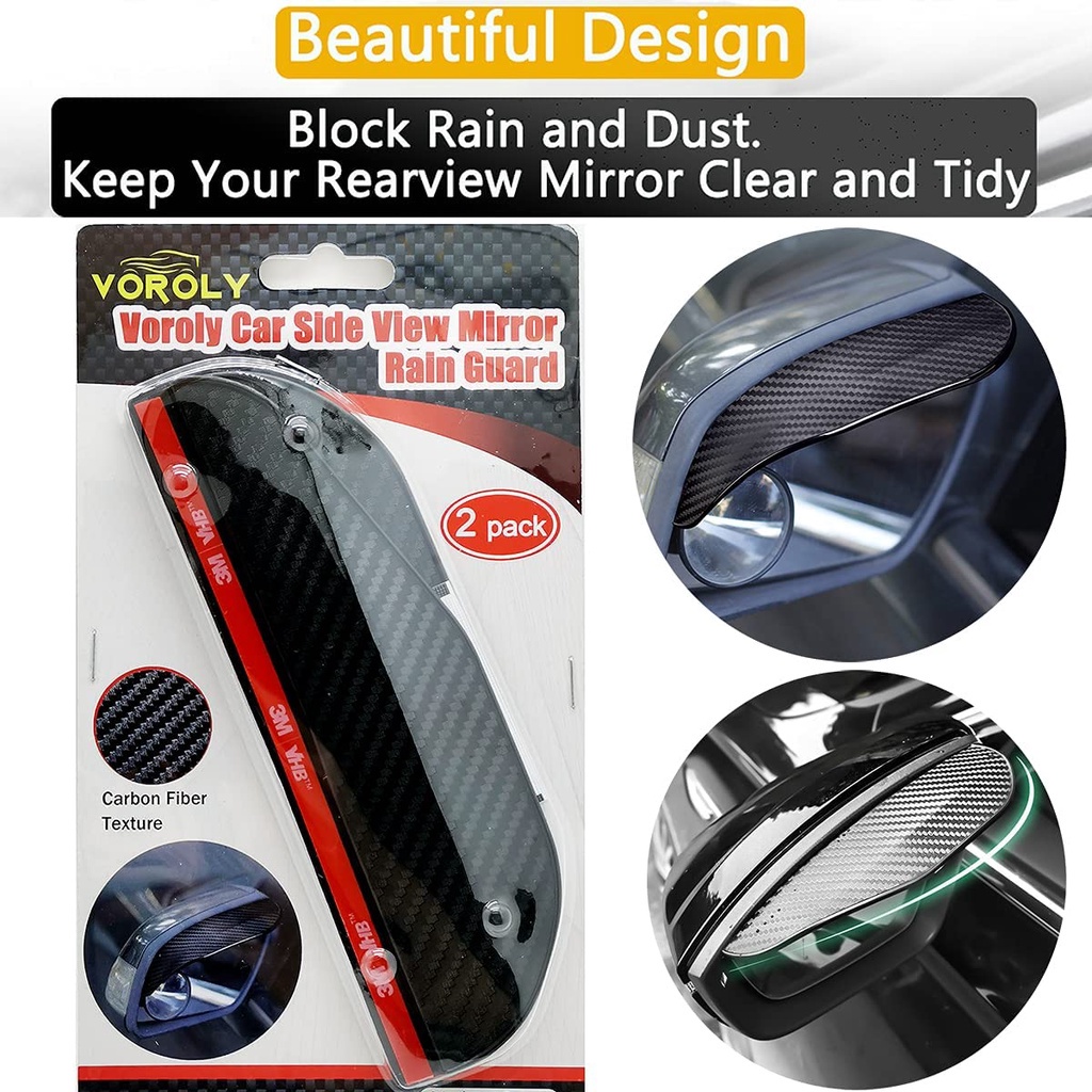 2-piece car rear-view mirror carbon fiber rain cover thickened rear ...