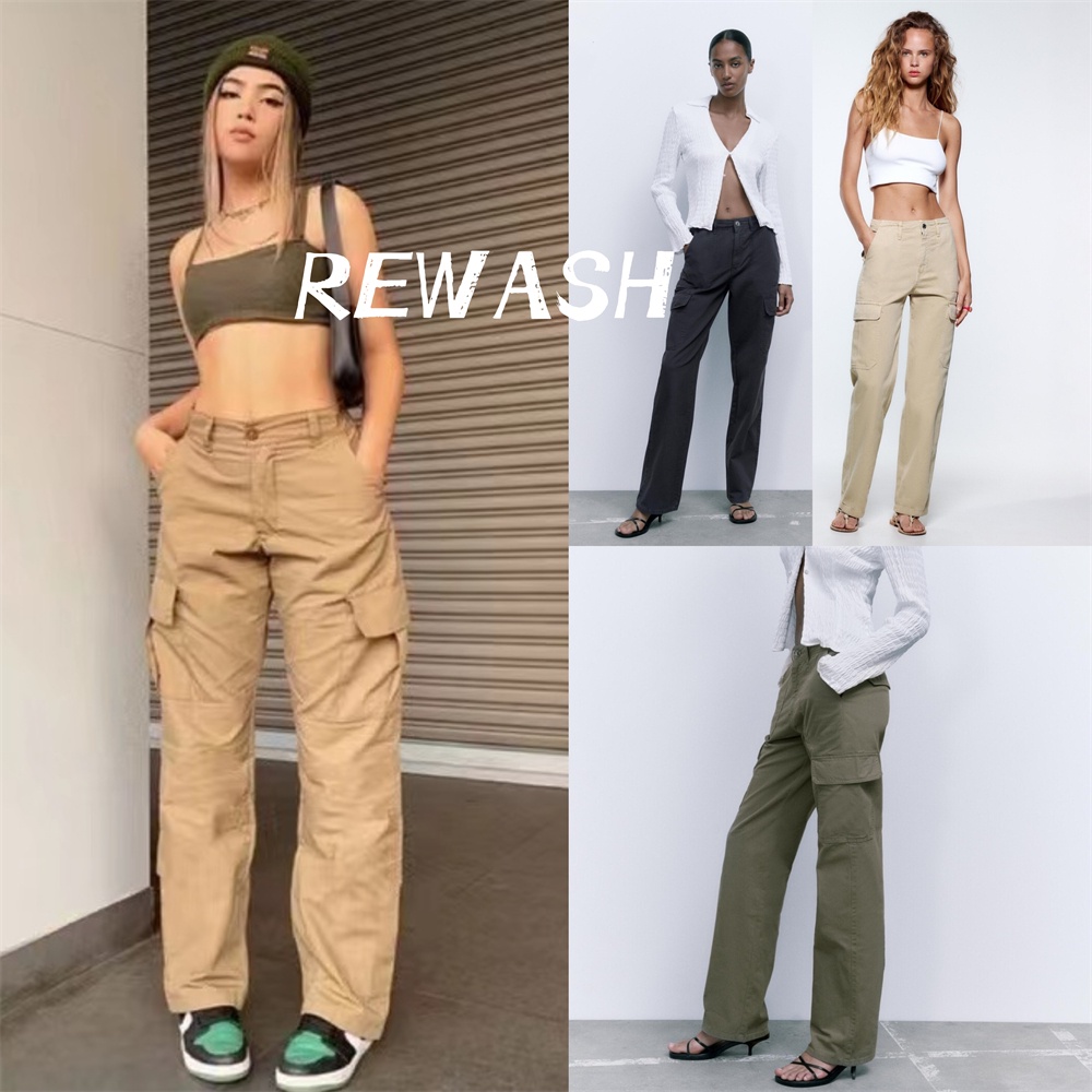 Y2K 6 Pocket Cargo Pants HighWaist Casual Straight Pants for women Baggy  Pants Unisex Khaki/brown