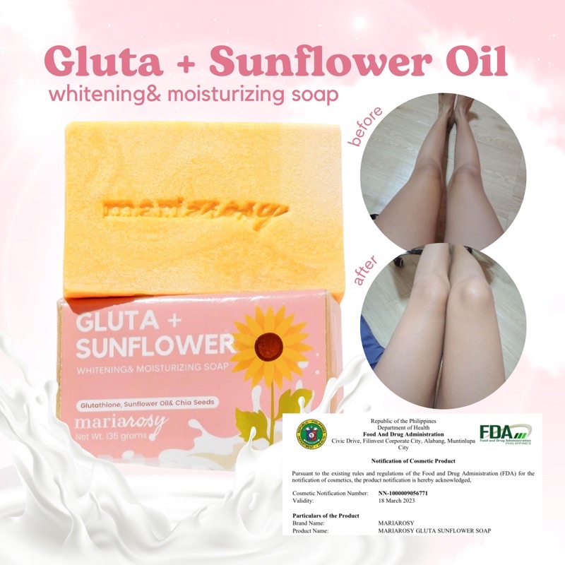 Gluta Sunflower Soap With Chia Seeds Glutathione& Sunflower Oil