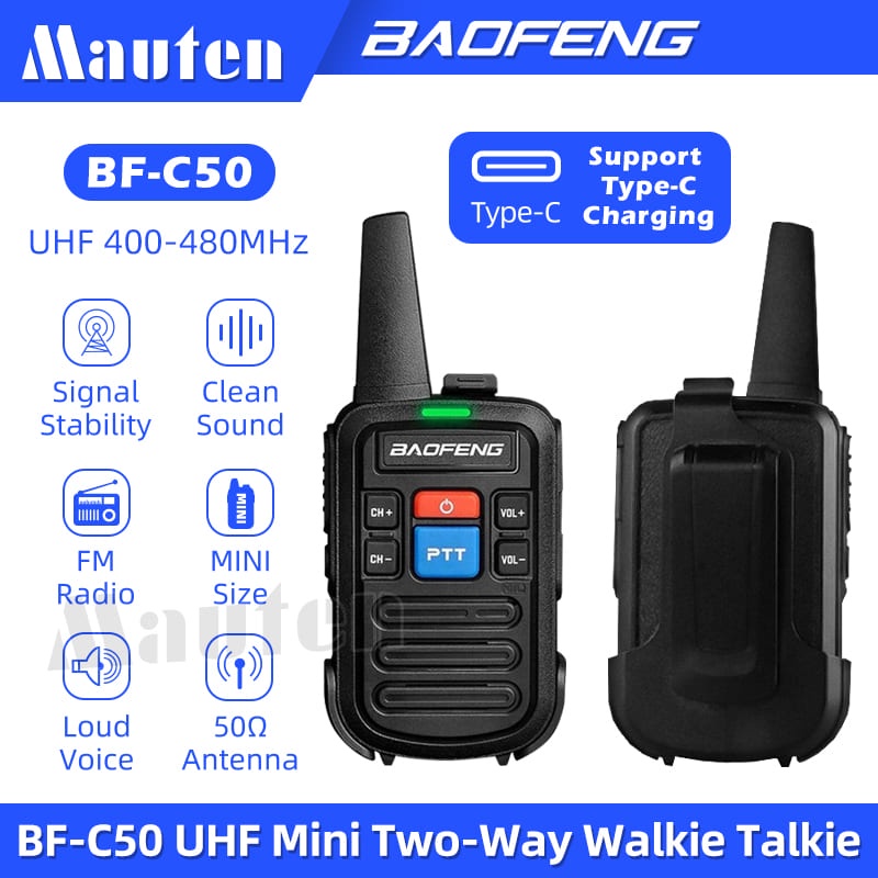 Baofeng Bf C50 1set 2pcs Uhf 400 480mhz Portable Mini Two Way Walkie Talkie Shopee Philippines 5047