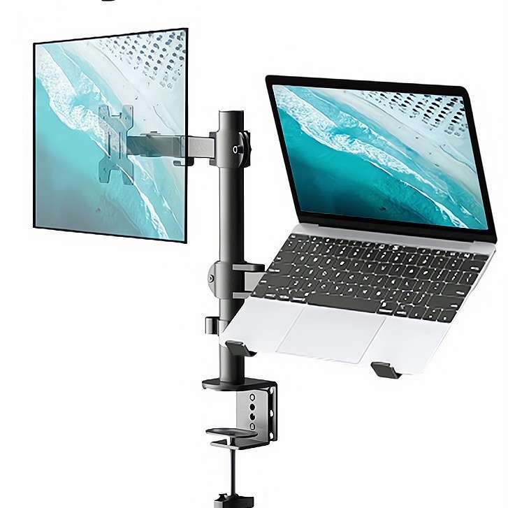 Laptop Mount Stand Bracket with Tray Adjustable Arm Dual Monitor Mount