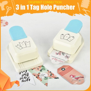 3 in 1 Craft Tag Punch Gift Tag Paper Punch Small Hole Punch  for Tags Scrapbooking Supplies 1.5/2/ 2.5 Inches Craft Puncher with Rope  for Paper Crafting Scrapbooking Cards DIY Arts (