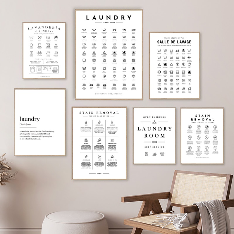Laundry Room Sign Wall Art Print Laundry Symbol Canvas Painting ...