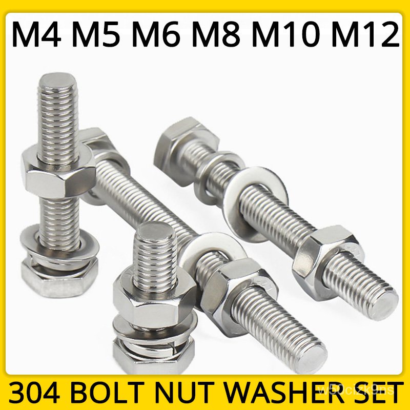 M4 M5 M6 M8 M10 M12 External Hex Bolt 304 Stainless Steel Screw and
