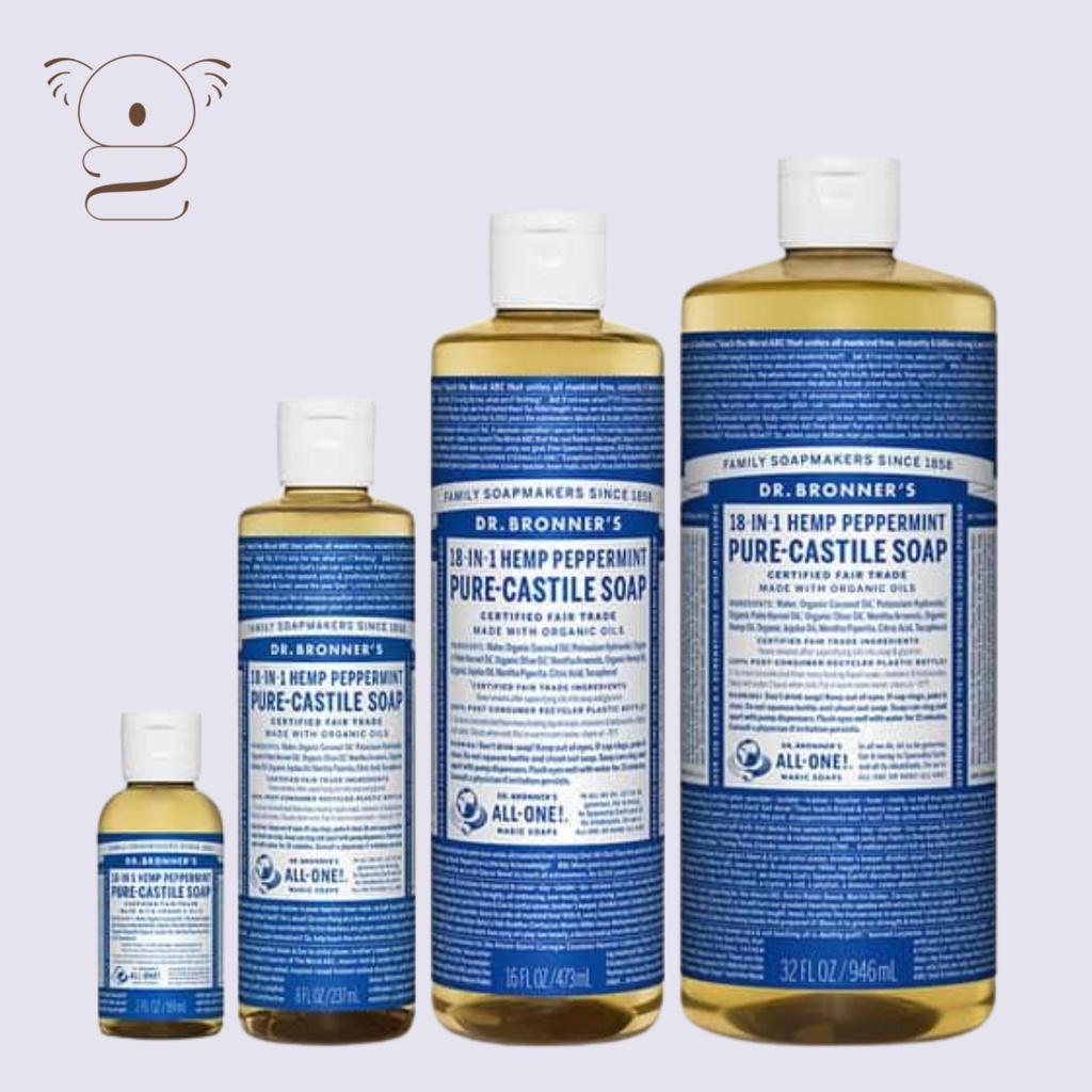 Dr Bronner's 18 in 1 Pure Castile Liquid Organic Soap Peppermint