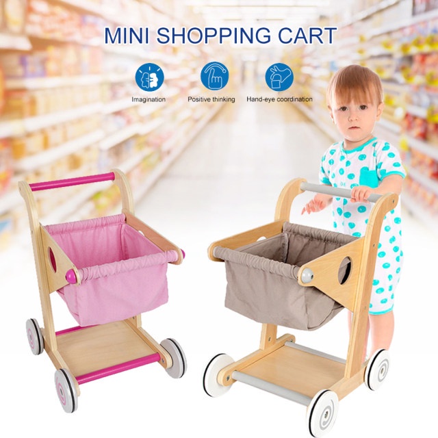 MGSS PH Children Wooden Grocery Cart Trolley Shopping Cart Grocery Toy