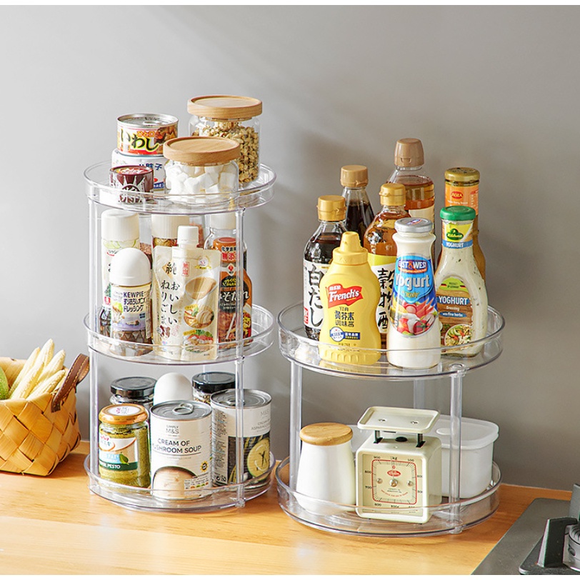 360 degree rotating kitchen seasoning shelf transparent turntable ...