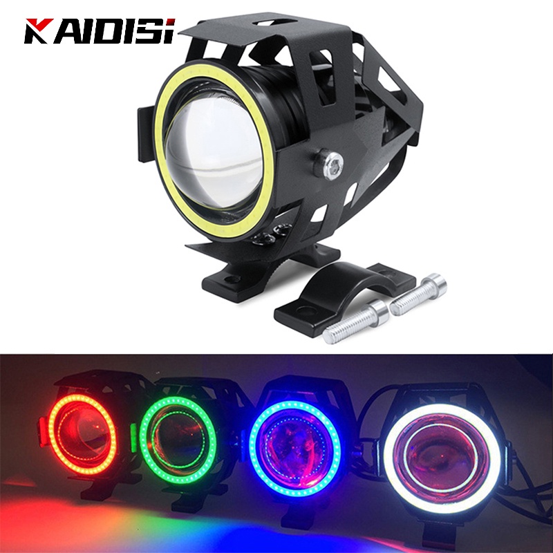 125w U7 Motorcycle Headlight Angel Eye Devil 12v 3000lm Motorbike Bike ...