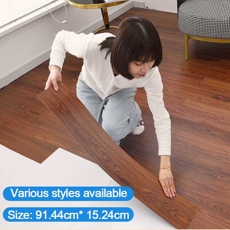 Wooden Vinyl Floor Stickers Selfadhesive PVC Vinyl Wood Tiles For Flooring 2mm thick 91X15cm