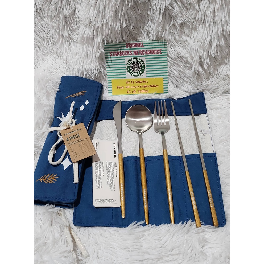 Starbucks CUTLERY SET NAVY ORNAMENT While You are