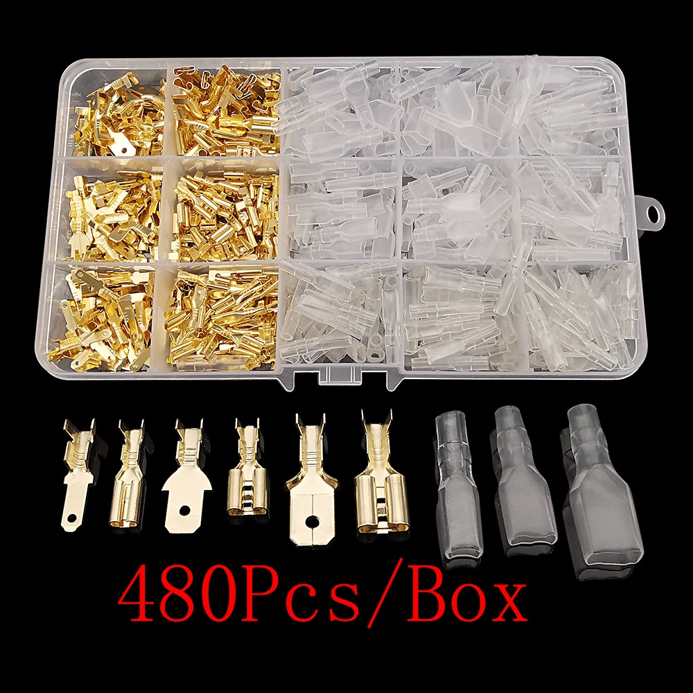 480Pcs/Box Insulated Male Female Wire Connector 2.8/4.8/6.3mm ...