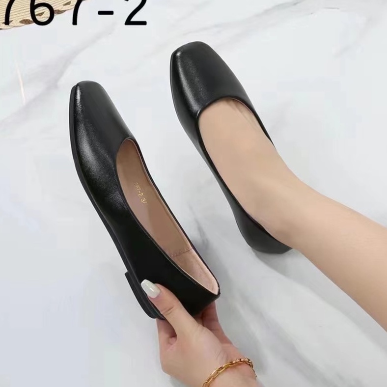 Women's Doll Shoes Black Flat Leather School Office Shoes | Shopee ...
