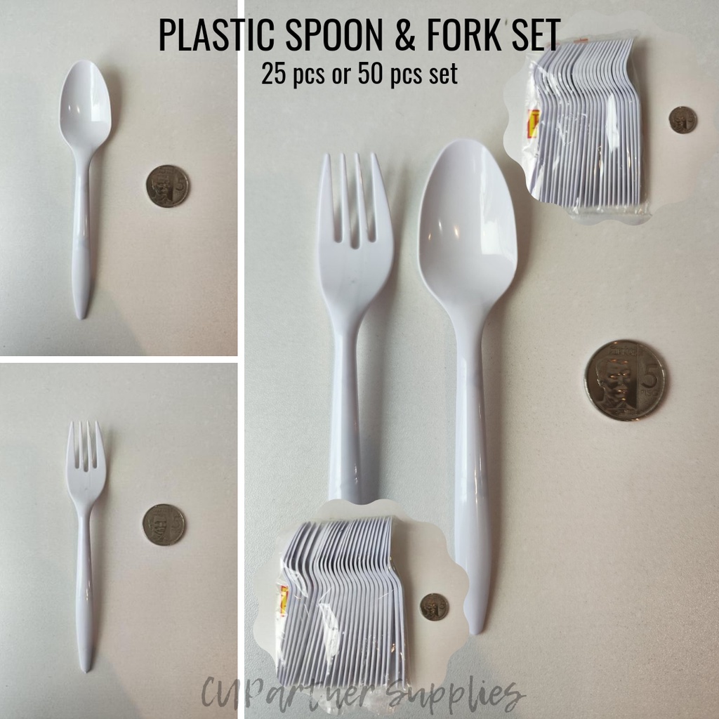 Plastic Spoon and Fork / wooden Spoon and Fork (25 pcs or 50 pcs per order) Kutsara/Tinidor