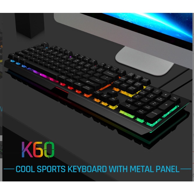 Keyboard Fake Black Mechanical Keyboard GK60 Wired Surface Glowing
