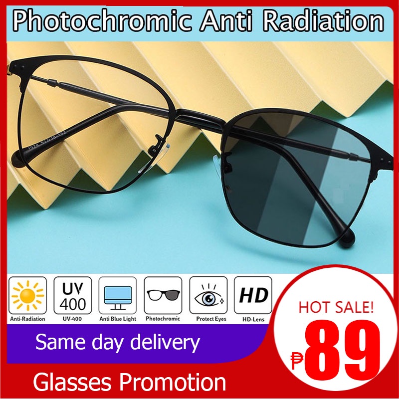 Fashion INS Wind Photochromic Glasses Men's Korean Style Ultra Light