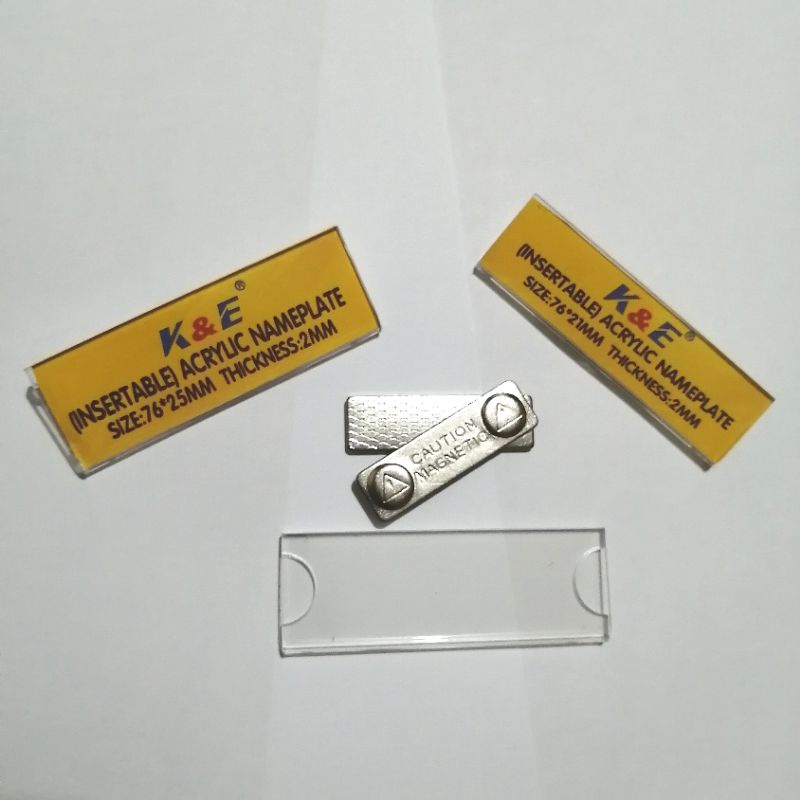 (10PCS)(with magnet pin)Insertable Acrylic Nameplate Clear Badge Plate ...