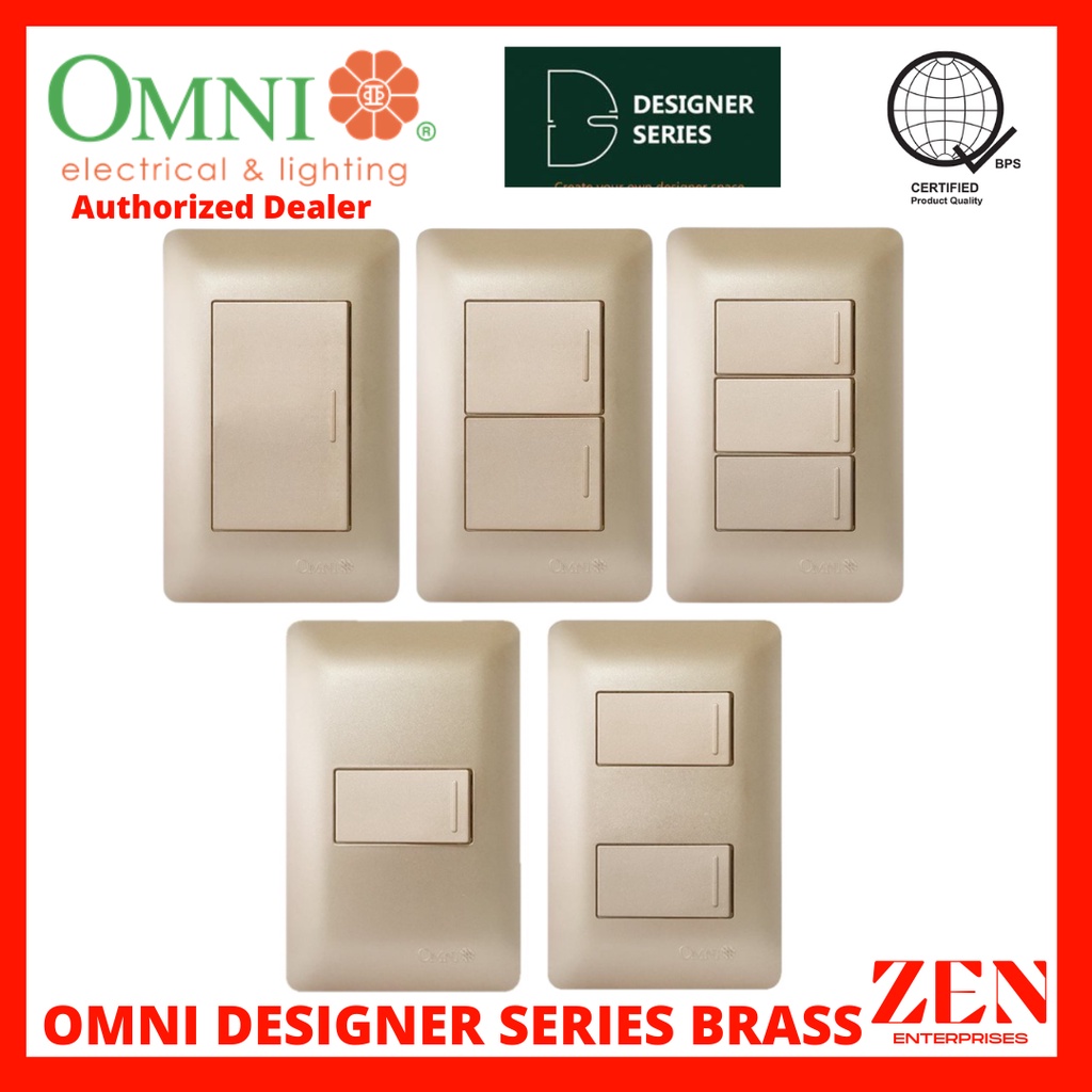 Omni Designer Series BRASS 1 Way 3 Way Switch Set 16A (1GANG, 2GANG