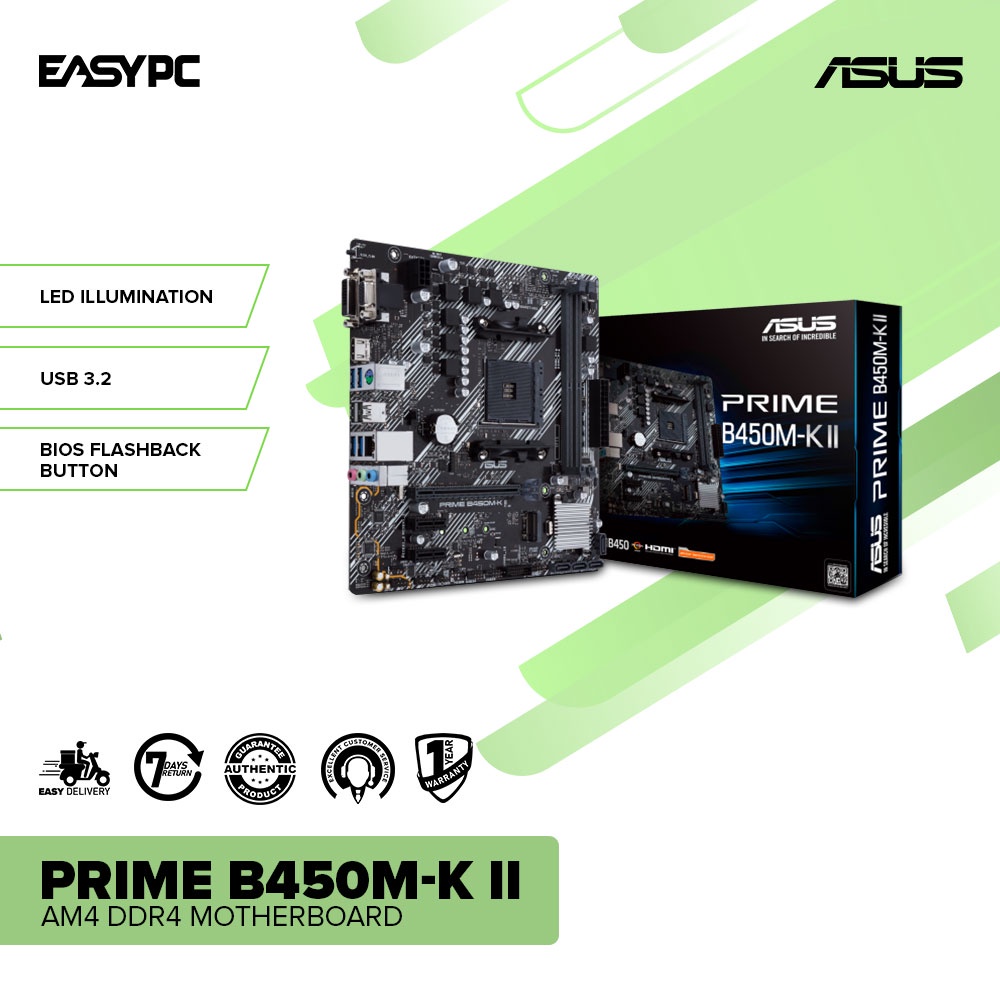 EasyPC ASUS Prime B450MK II AM4 BIOS flashback USB 3.2 DDR4