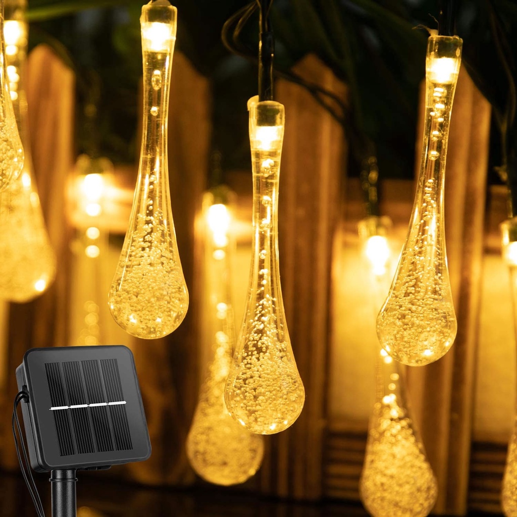 20LEDS 5m Teardrop Water Drop Solar String Lights Gazebo Raindrop