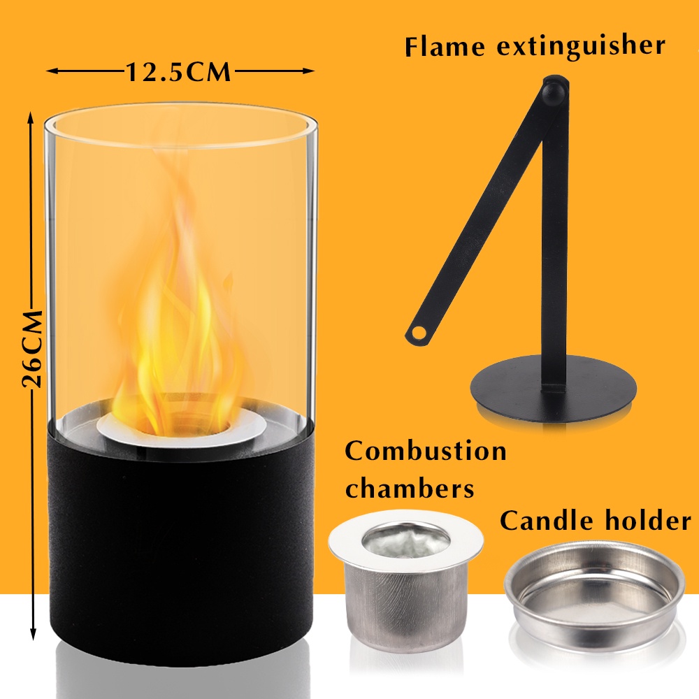Portable Black Bioethanol Fireplace Tabletop Fire Bowl Ethanol Fire Pit