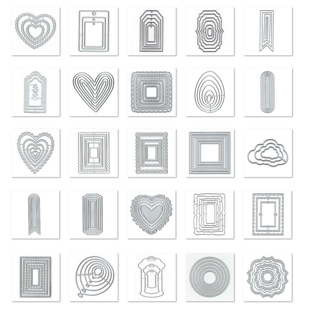 20 Kinds of Frame Metal Cutting Dies Paper Embossing Stencil ...