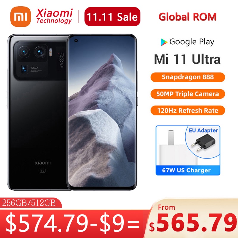 Xiaomi Mi 11 Ultra Global Rom Smartphone Snapdragon 888 Octa Core 50mp