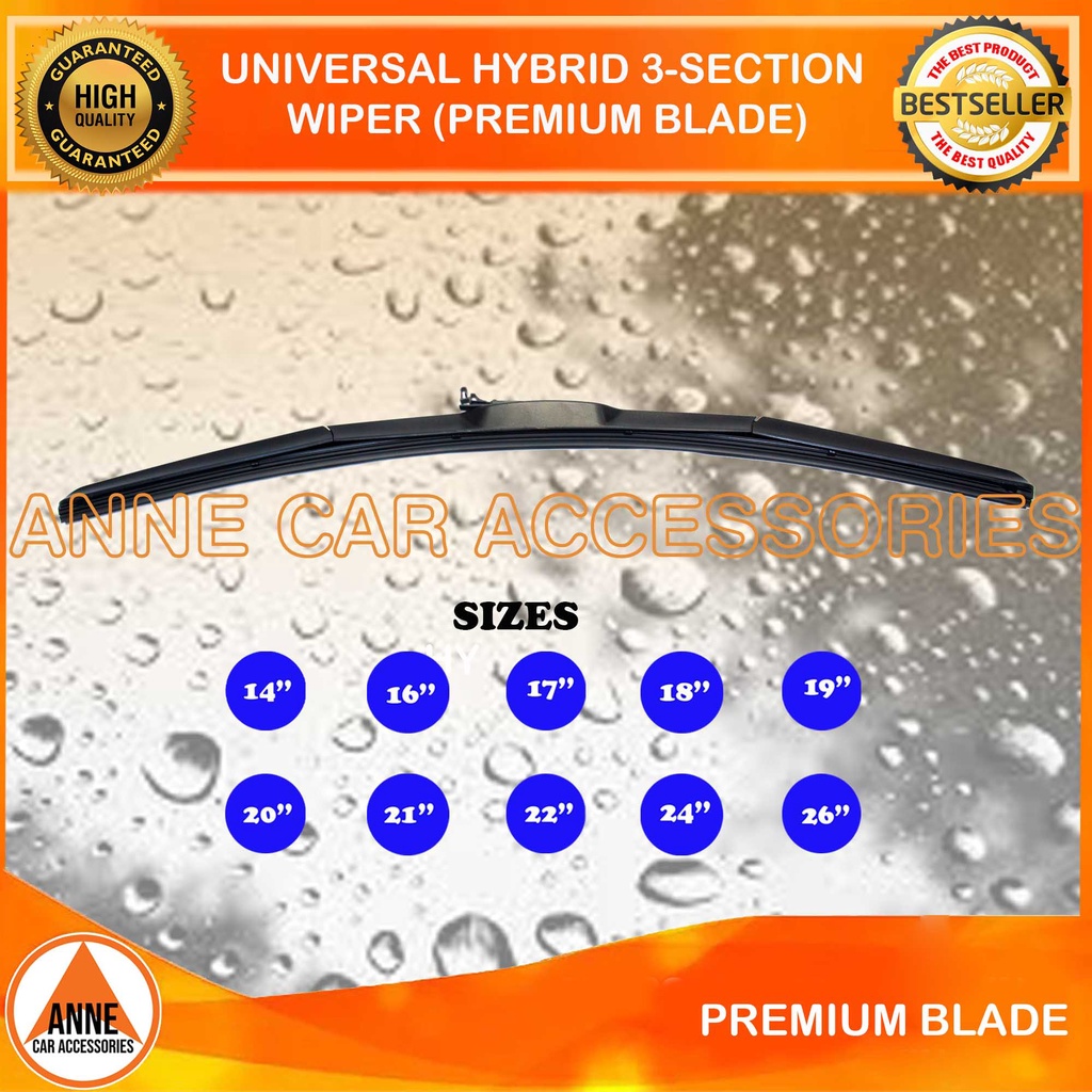 Premium Hybrid Universal Wiper 3 Section Type Razor Type Front Wiper U ...