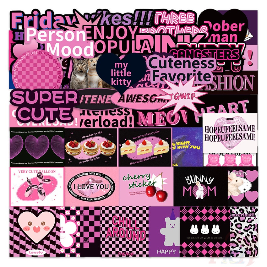 Pink Y2K Slang Series 01 Stickers 55Pcs/Set DIY Fashion Waterproof ...