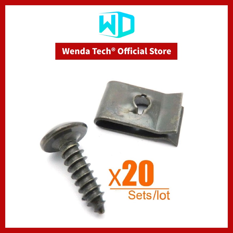 20 Set Metal Utype Clip With Screw Car Bumper Fender Trim Panel