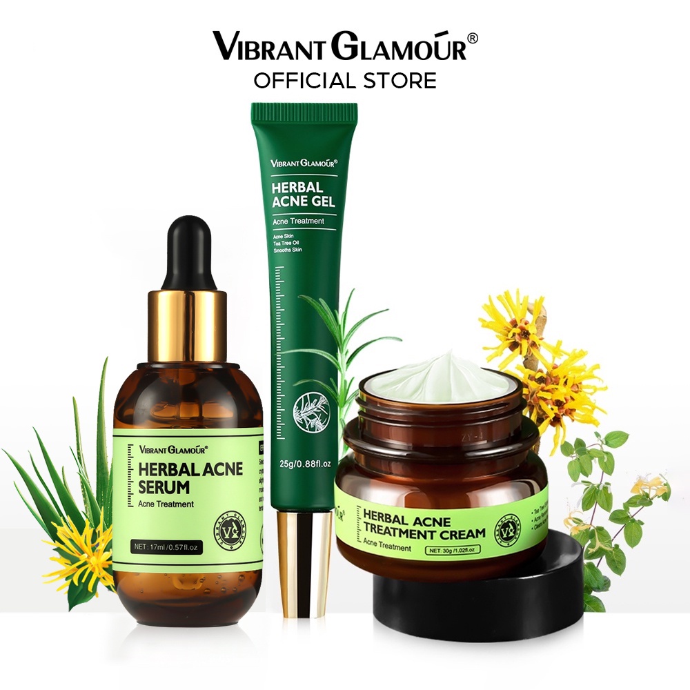 VIBRANT GLAMOUR Herbal Acne Treatment Set Tea Tree Oil ream AntiAcne