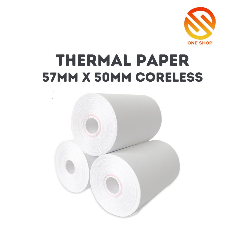 Coreless 57mm x 50mm Thermal Paper for Thermal Printer Receipt Printer ...