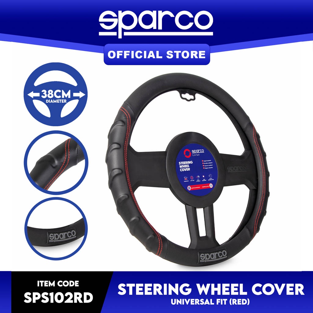 Sparco Steering Wheel Cover SPS102RD (Red) Universal Fit Shopee