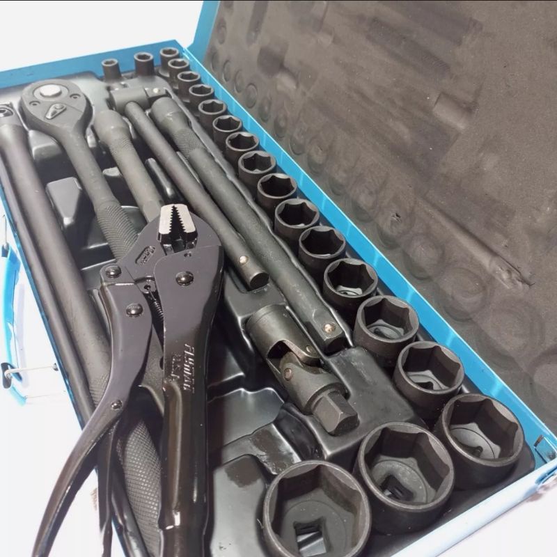 Flyman original 26pcs socket set 1/2 drive (8mm-32mm) with vice Grip ...