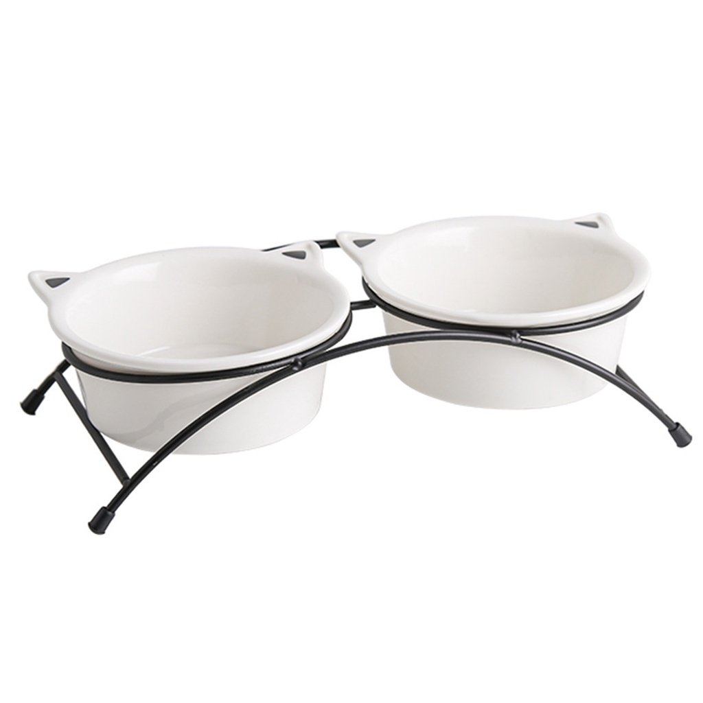 Non Slip Double Pet Bowl With Stand Pet Feeding Cat Water Bowl For Cats