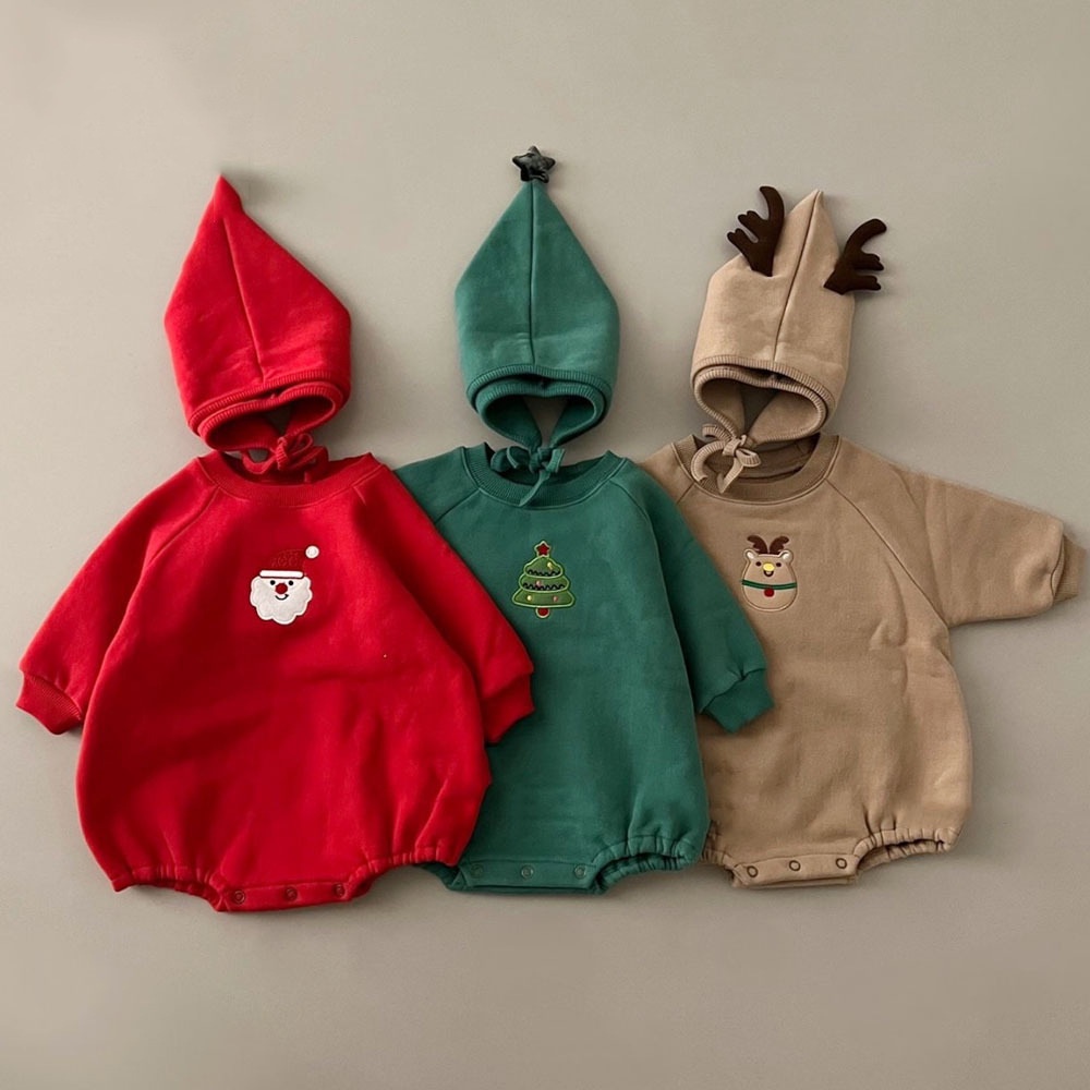 Onhand ins Baby Christmas Clothes Male Female Long Sleeved Spring Autumn Santa Claus Romper Hat Zeng Cotton Style Deer Jumpsu Shopee Philippines