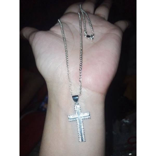 legit silver necklace cross stone(authentic silver) Shopee Philippines