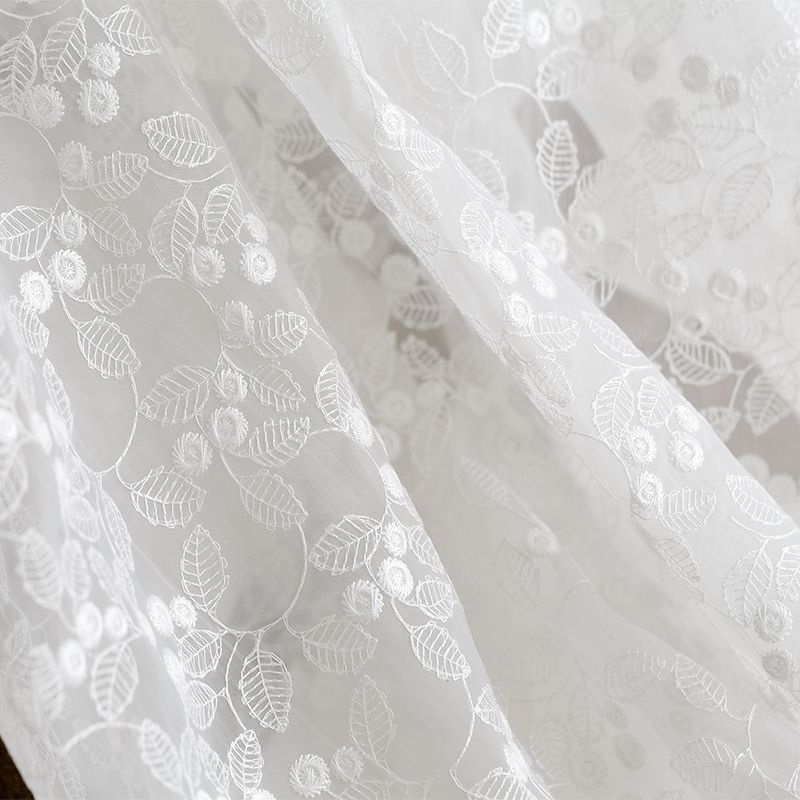 White Floral Gauze Lace Fabric Organza Embroidered Dress Baby Handmade