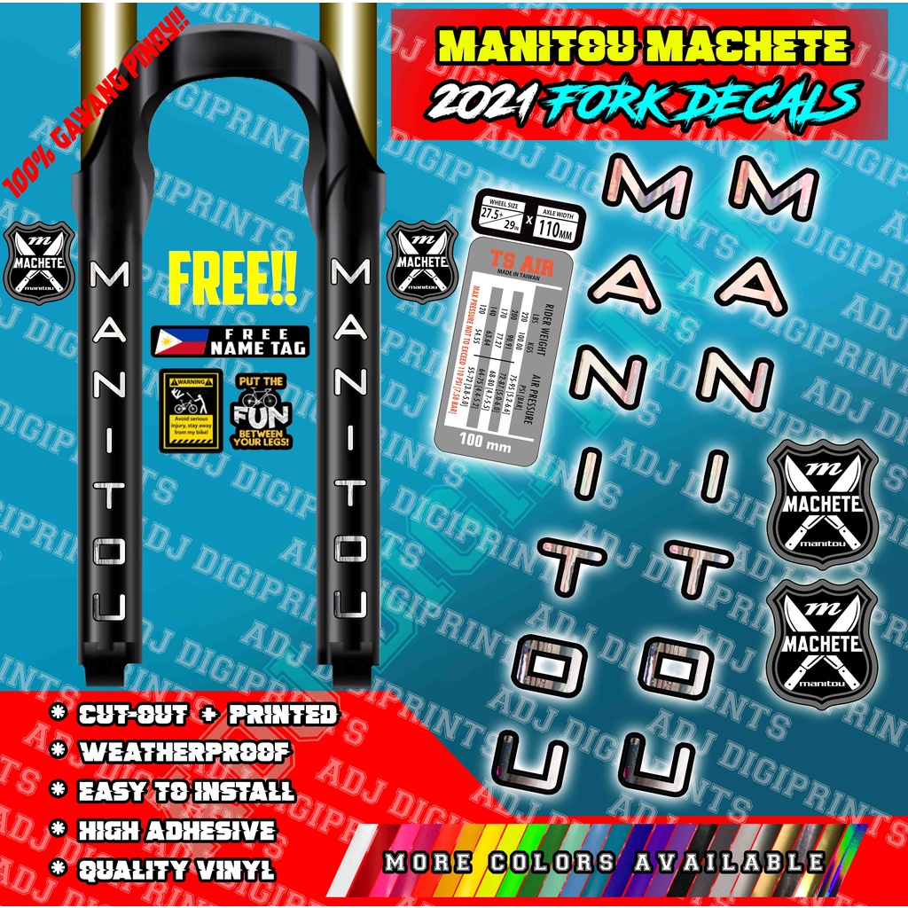 Manitou MACHETE 2021 Fork Decals for MTB Vinyl Sticker Shopee Philippines