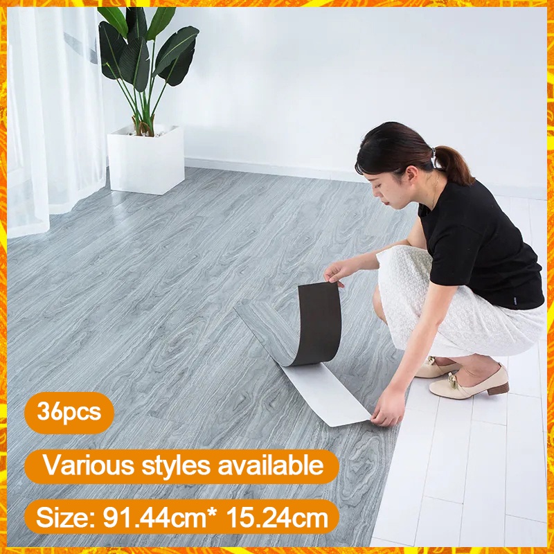 Floor Stickers 36pcs 1.5mm thick Wooden Design 91X15 cm Vinyl Adhesive