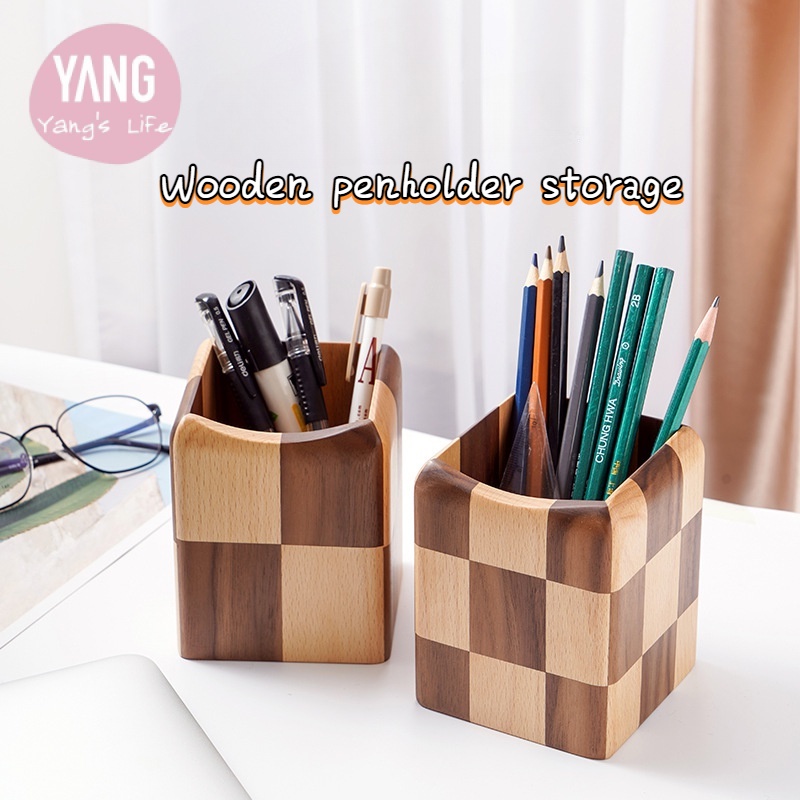 Wooden Pen Holder Storage Creative Stationery Learning ins Desktop  Ornaments Nordic Simple Office Study Box Vertical