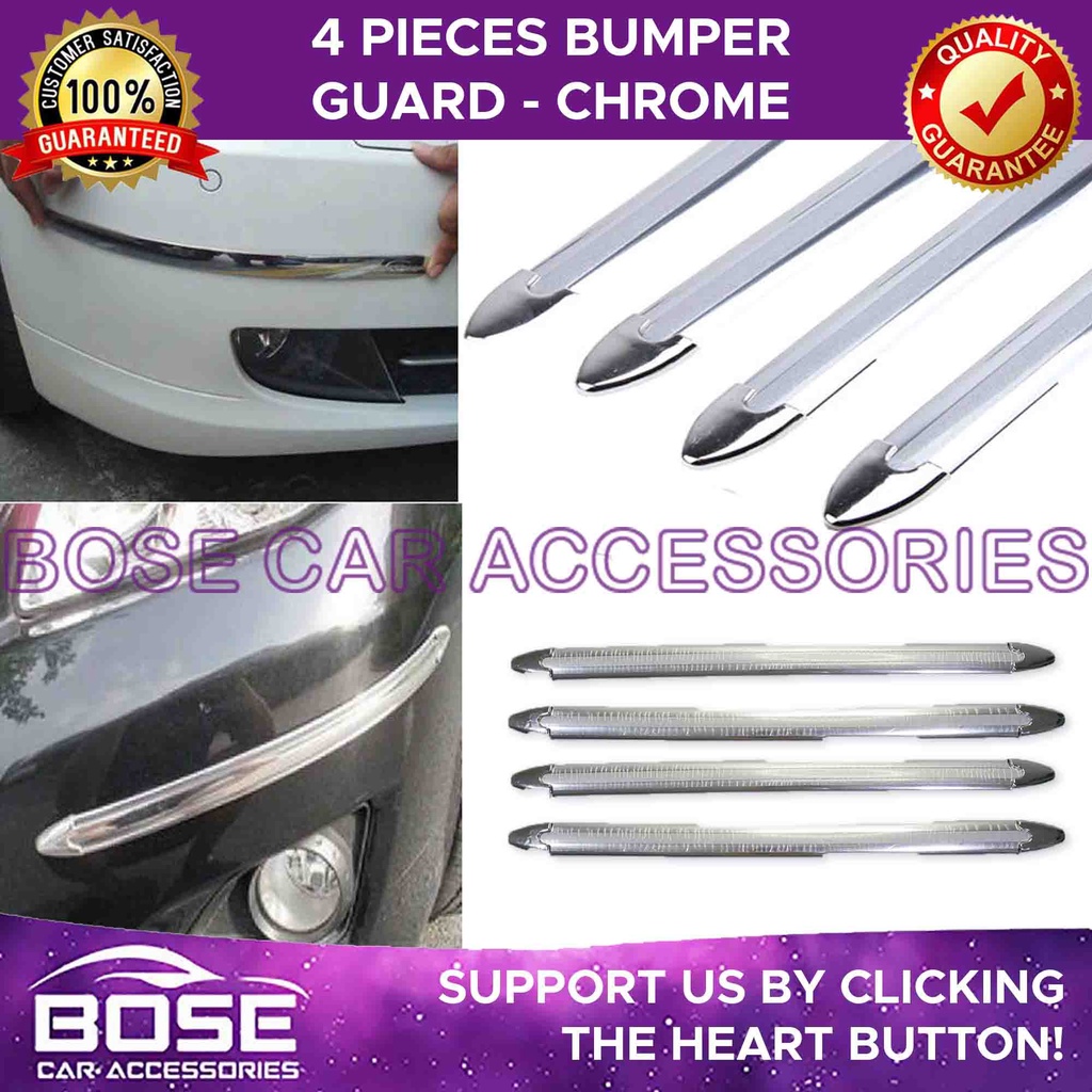 Universal Front Bumper Guard Moulding 4pcs/set Chrome Color Sticker Car
