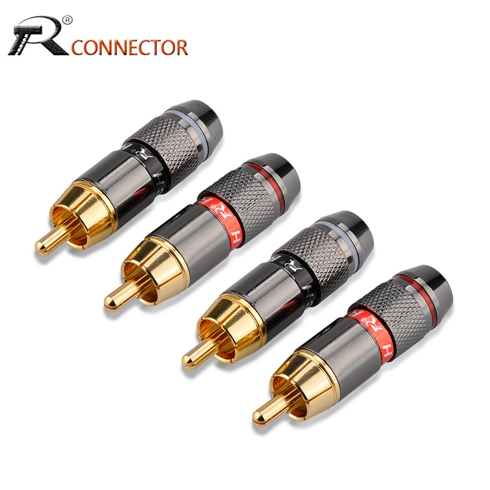 ♙4pcs/2pairs Gold Plated Rca Connector Rca Male Plug Adapter Video