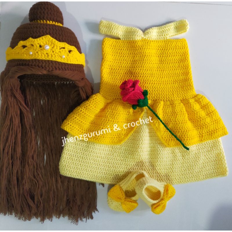 crochet princess belle dress LLBC  Crochet Dress Princess Belle  Part 1 Main Dress  0-12 mos  all  size  Crochet baby dress