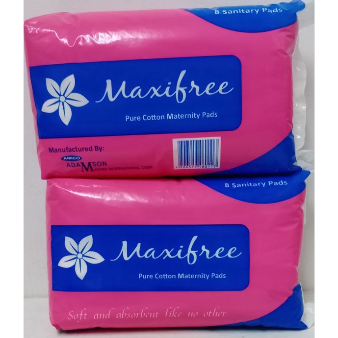 Maternity Pads Pure Cotton (Maxifree) sold per pack (8pcs) Shopee