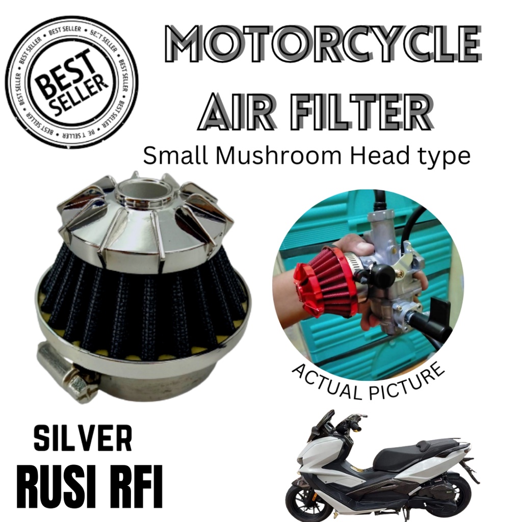MOTORCYLE AIR FILTER FOR RUSI RAPID | SILVER | SMALL MUSHROOM HEAD TYPE ...