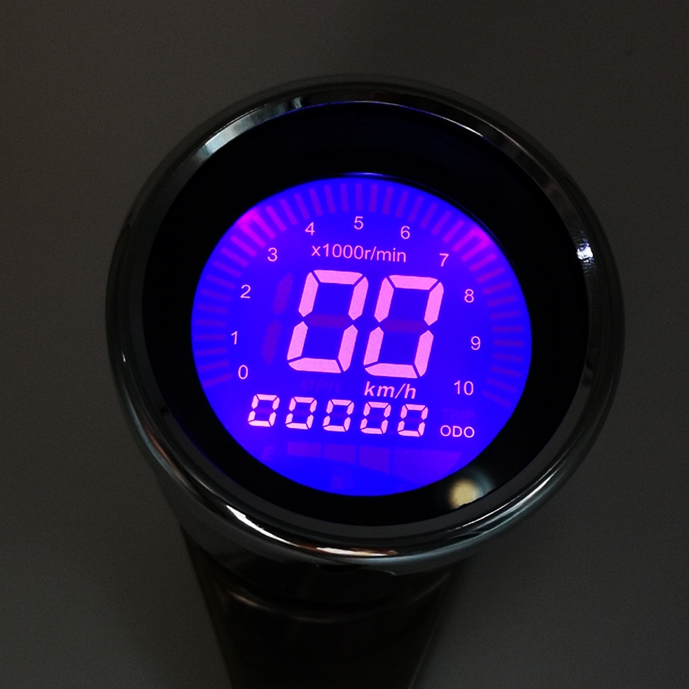 Digital 12v Universal Digital Motorcycle Speedometer Odometer Tachometer Gauge Fuel Meter Led