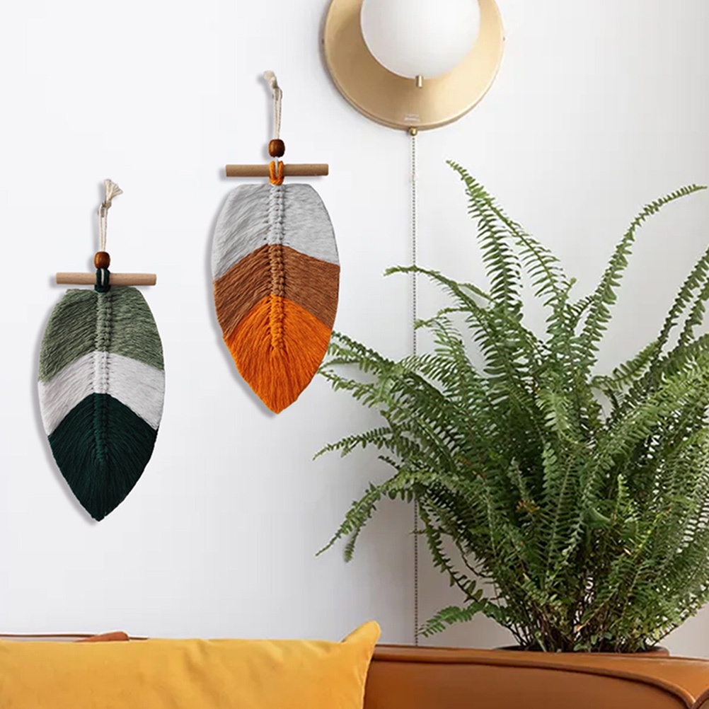 [READY STOCK] 2pcs Hanging Leaf Macrame Wall Decor Sheep Farm Felt ...