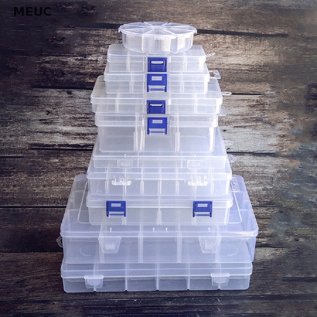 Meuctiffy Plastic Storage Jewelry Box Compartment Adjustable Container